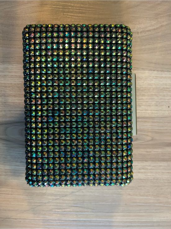 Handbags - Evening Bag with Iridescent Green Crystal Rhinestones - Unbranded
